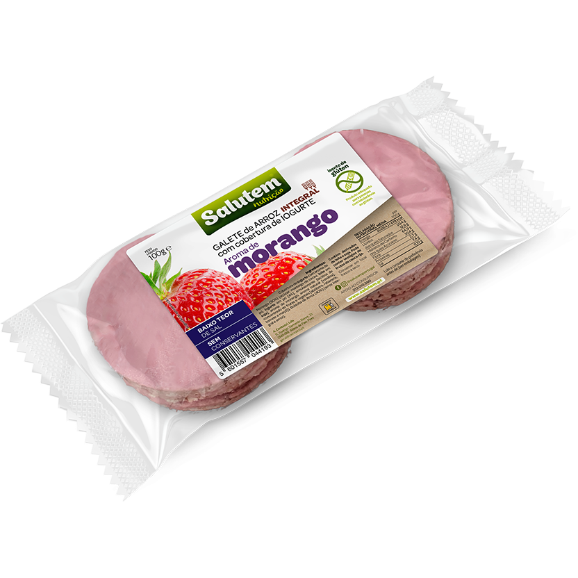 Galete de arroz com iogurte morango