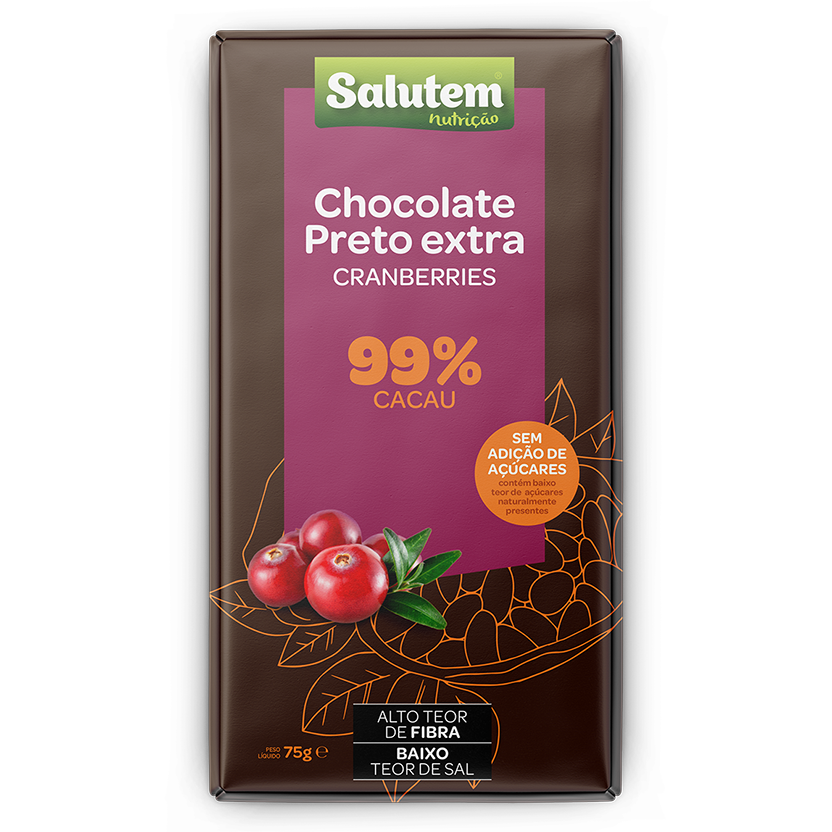 Chocolate Preto 99% C/ Cranberry S/Açúcar